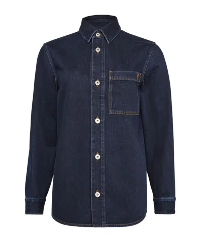 Burberry Long-sleeved Denim Shirt In Blue