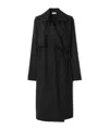Burberry Long-sleeved Draped Midi Dress In Black