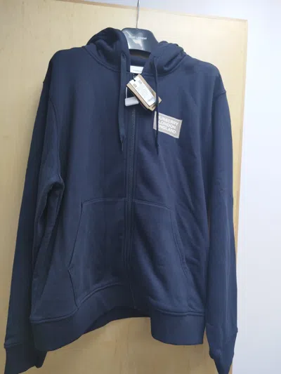 Burberry Long-sleeved Hooded Hoodie In Blue