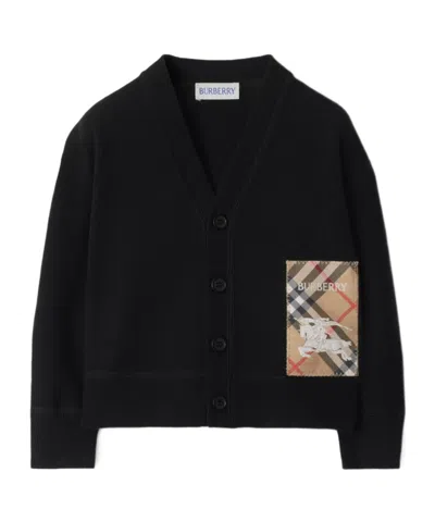 Burberry Long-sleeved Knitted Cardigan In Black
