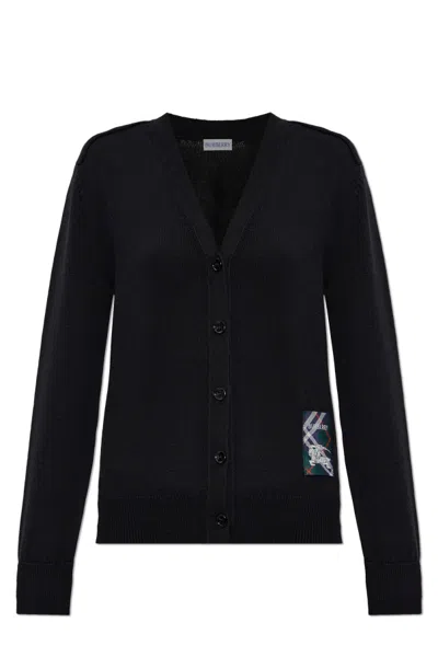 BURBERRY BURBERRY LOGO PATCH KNITTED CARDIGAN