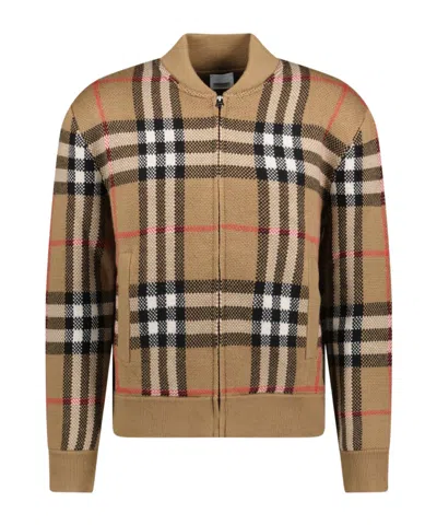 Burberry Long-sleeved Knitted Cardigan In Multicolor