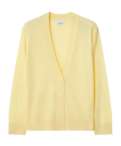 Burberry Long-sleeved Knitted Cardigan In Yellow