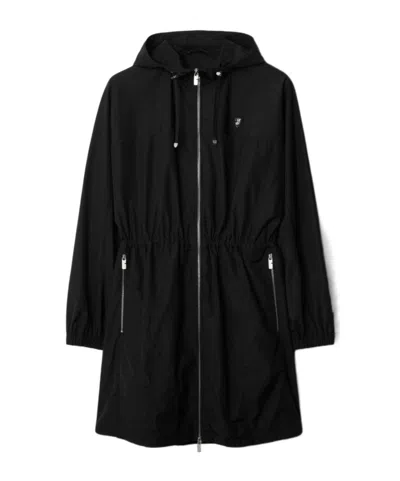 Burberry Long-sleeved Long Casual Jacket In Black