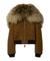 Burberry Nylon Blend Bomber Jacket In Bison