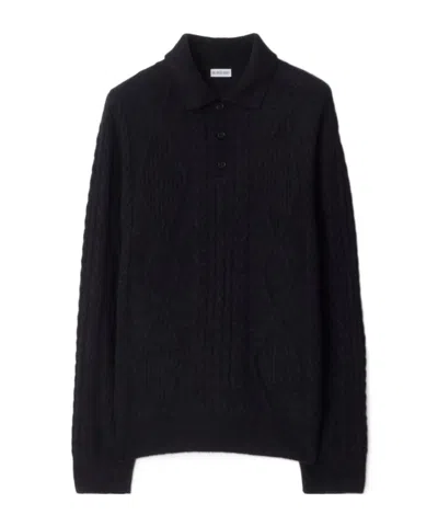 Burberry Long-sleeved Polo-neck Sweater In Coal