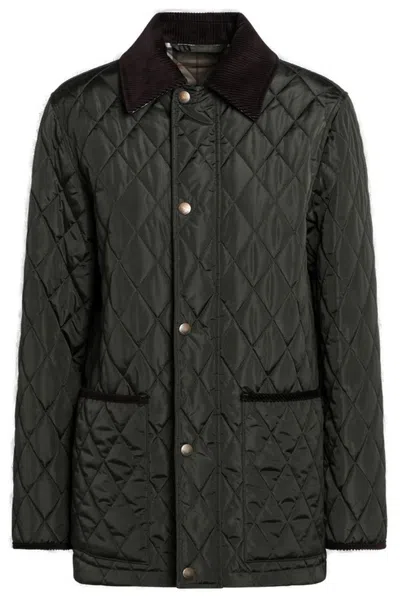 Burberry Long Sleeved Quilted Jacket In Green