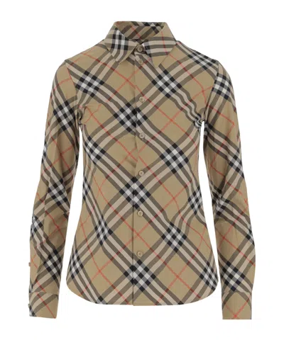 Burberry Long-sleeved Shirt In Brown