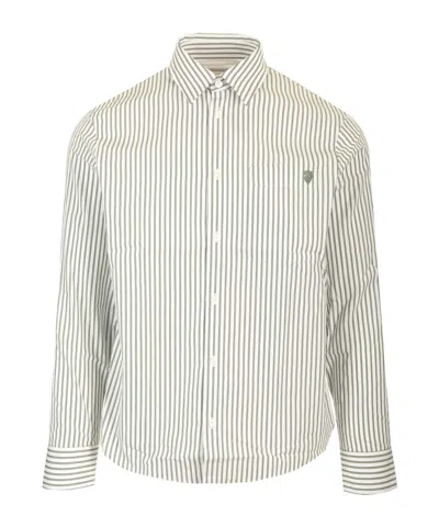 BURBERRY BURBERRY LOGO EMBROIDERED STRIPED SHIRT