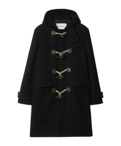 Burberry Long-sleeved Tweed Coat In Black