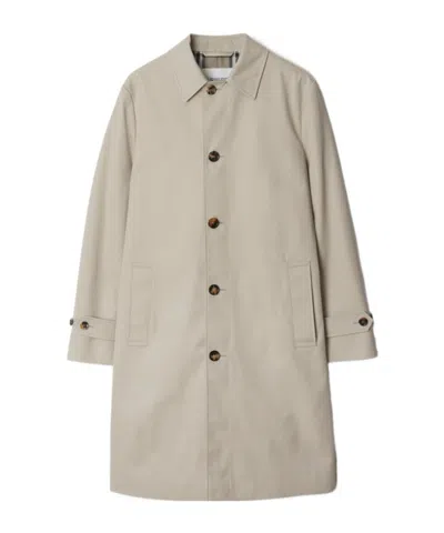 Burberry Single-breasted Medium Car Coat In Neutral
