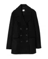 Burberry Ashwater Wool Double Breasted Peacoat In Black