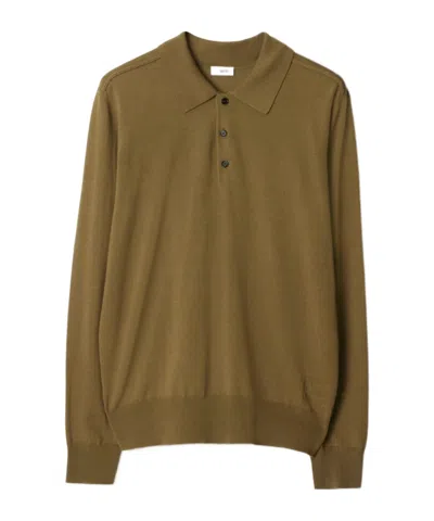 BURBERRY LONG-SLEEVE WOOL POLO SHIRT