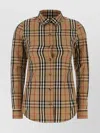 Burberry Cotton Shirt With Embroidered Check Pattern In Multi