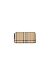 Burberry Check Zip Wallet In Nude