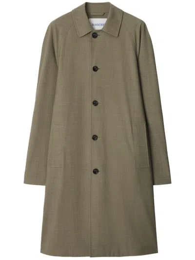 Burberry Long Stretch-wool Car Coat In Grey