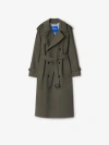 Burberry Long Stretch Wool Trench Coat In Moss Melange