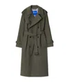 Burberry Long Stretch Wool Trench Coat In Moss Melange