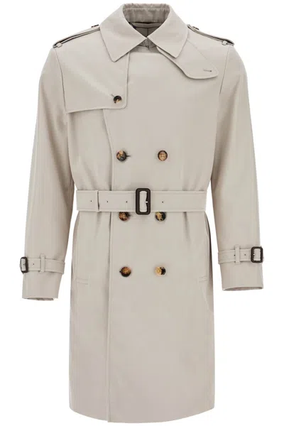 Burberry Long Trench Coat In Grey