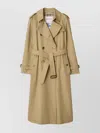Burberry Waterloo Beige Double-breasted Trench Coat With Classic Collar And Belt Closure In Cotton Woman In Brown