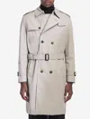Burberry Long Trench Coat In Gray