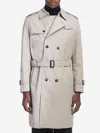 Burberry Long Trench Coat In Grey