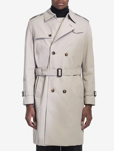Burberry Long Trench Coat In Grey