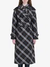 Burberry Green Oversized Double-breasted Trench Coat With Check Motif In Twill Woman In Green