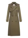 Burberry Belted Double-breasted Long Trench In Nude & Neutrals