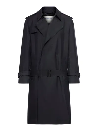 Burberry Blend Silk Trench Coat In Black | ModeSens