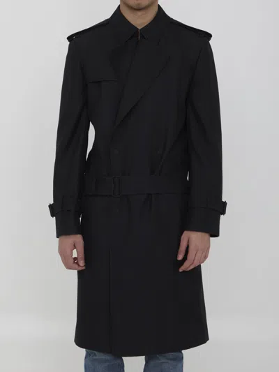 Burberry Long Trench Coat In Black