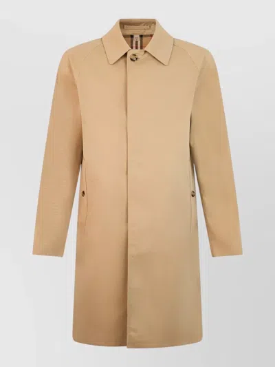 Burberry Long Trench Coat Straight Silhouette Side Pockets In Metallic