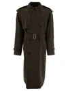 Burberry Long Trenchcoat In Stretch Wool Coats Green