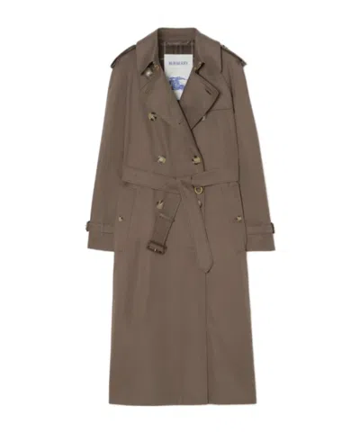 Burberry Long Tropical Gabardine Waterloo Trench Coat In Tan
