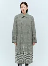 Burberry Long Warped Houndstooth Car Coat In Grey