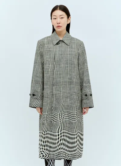 BURBERRY LONG WARPED HOUNDSTOOTH CAR COAT