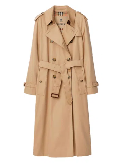 Burberry Long Waterloo Heritage Trench Coat In Neutral
