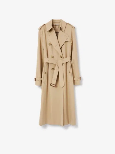Burberry Long Waterloo Heritage Trench Coat In White