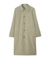 Burberry Reversible Long Gabardine Car Coat In Moss Color