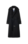 Burberry Long Gabardine Fitzrovia Trench Coat Clothing In Grey Melange