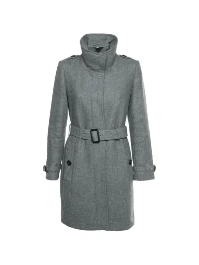 Pre-owned Burberry Long-sleeve Belted Coat In Gray