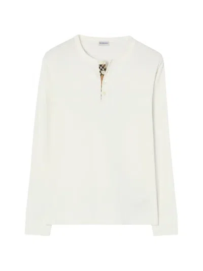 Burberry Slim-fit Stretch Cotton Jersey Embroidered Knight Logo Button-pocket Crewneck Shirt In Multi