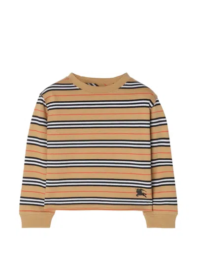 Burberry Babies' Long-sleeve Icon Stripe Cotton T-shirt In Multi