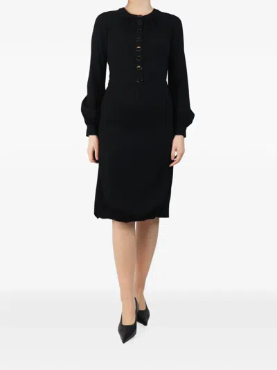 Pre-owned Burberry Long-sleeve Mini Dress In Black
