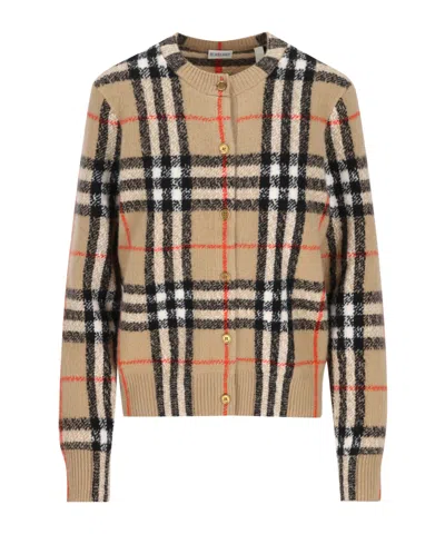 Burberry Long-sleeved Knitted Cardigan In Multi