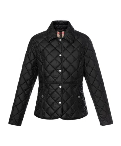 Burberry Long-sleeved Quilted Cotton-padded Jacket In Black