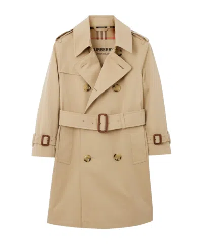 Burberry Kids' Long-sleeved Trench Coat In Brown
