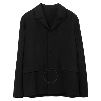 Burberry Loose Fit Wool Tailored Jacket In Black