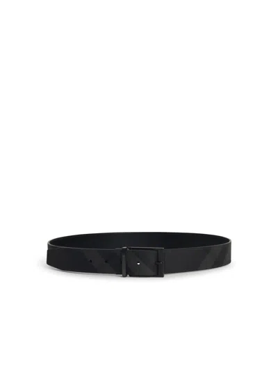 BURBERRY BURBERRY 'LOUIS 35' BLACK POLYURETHANE BLEND BELT MEN