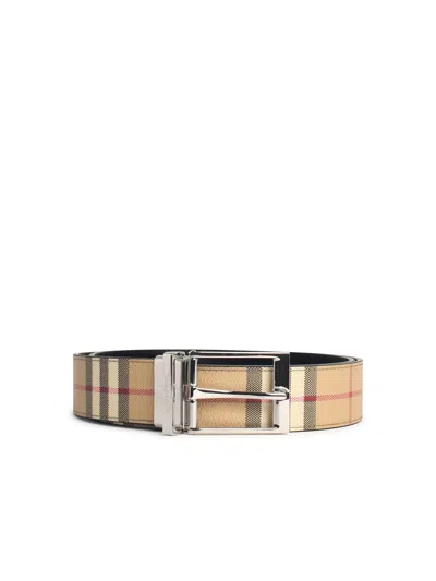 Burberry Check Pattern Buckle Fastening Belt In Brown